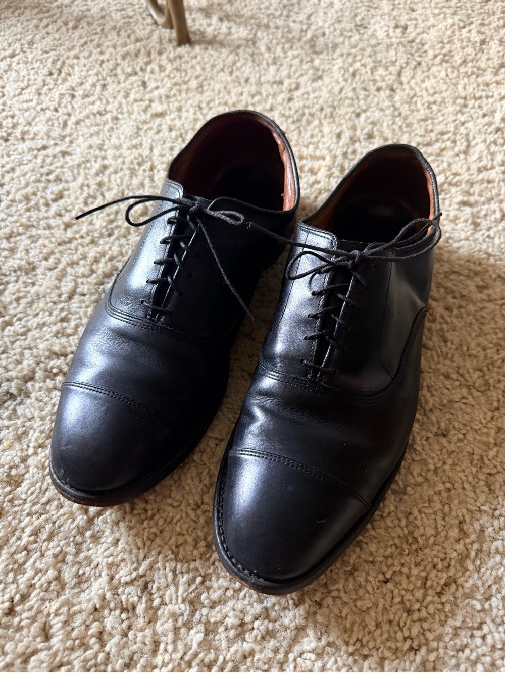 Allen Edmonds Park Avenue Black Leather Cap Toe Oxfords Shoes Men's Size 10.5 E